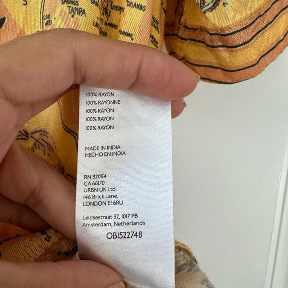 Urban Outfitters UO Gardenia Florida Map Print Button Down Shirt L - Picture 7 of 11